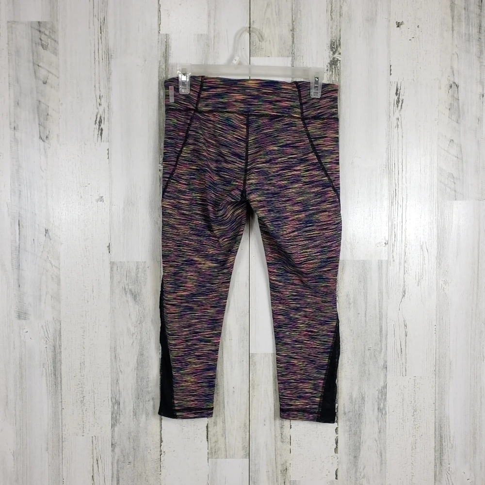Zella colorful pinstripe cropped leggings small